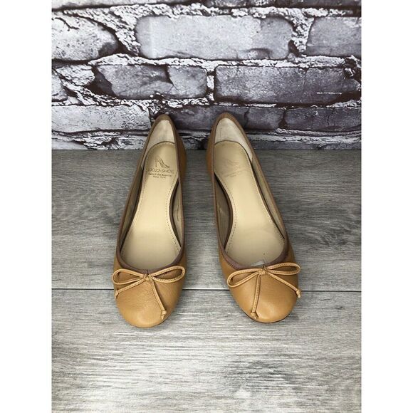 Saks Fifth Ave 10022-Shoe Tan Brown Leather Bow Ballet Flats Women 6.5M US/37EU - Picture 16 of 16